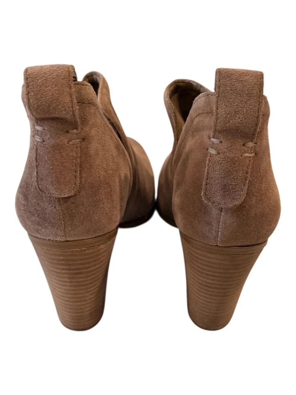 Vince Camuto Francis Suede Booties Brown Stacked Heel Size 10